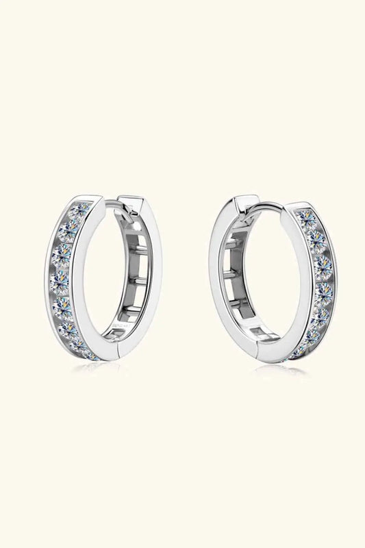 Moissanite 925 Sterling Silver Huggie Earrings - SmileBen