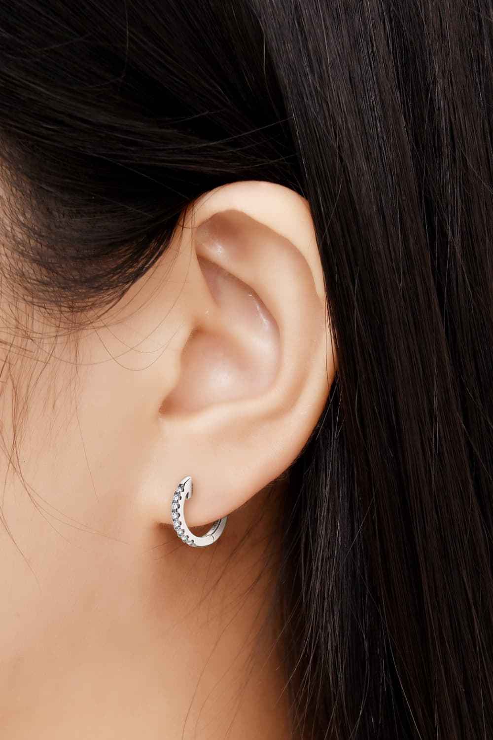Moissanite 925 Sterling Silver Huggie Earrings - SmileBen