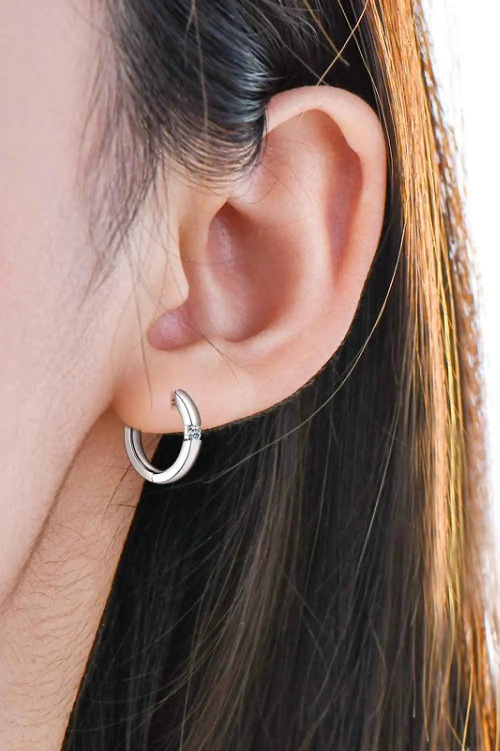 Moissanite 925 Sterling Silver Huggie Earrings - SmileBen