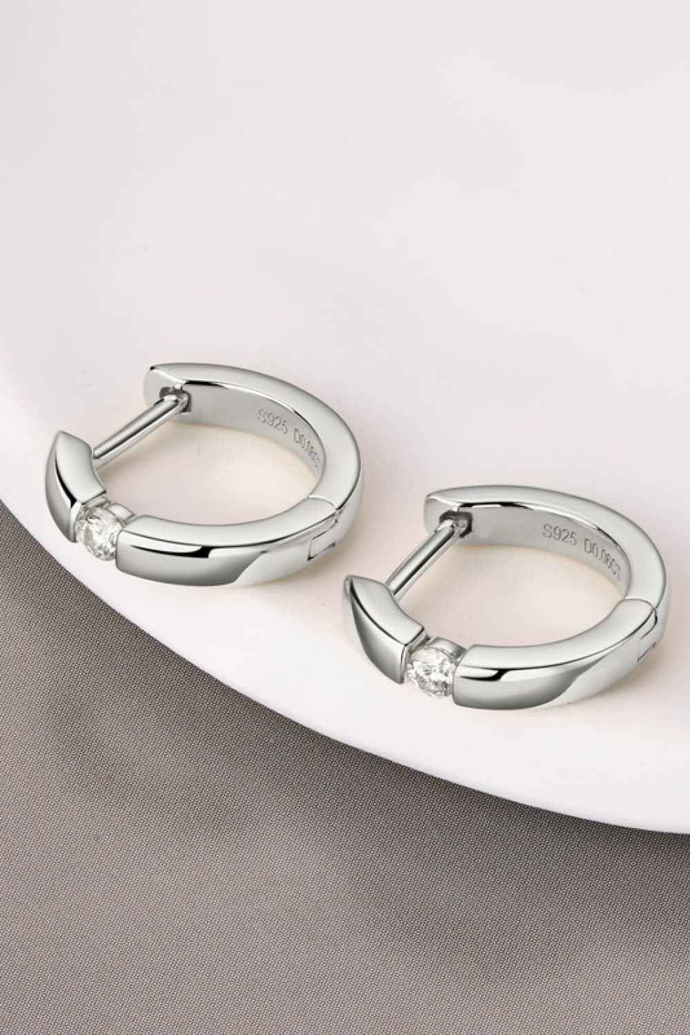 Moissanite 925 Sterling Silver Huggie Earrings - SmileBen