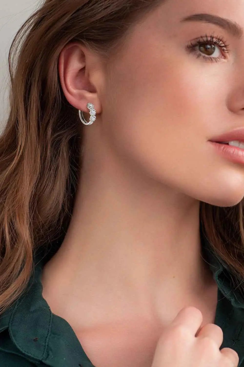 Moissanite 925 Sterling Silver Huggie Earrings - SmileBen
