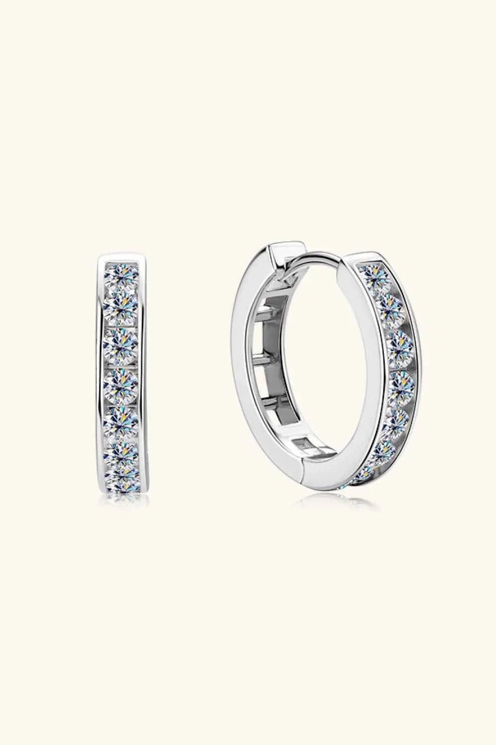 Moissanite 925 Sterling Silver Huggie Earrings - SmileBen