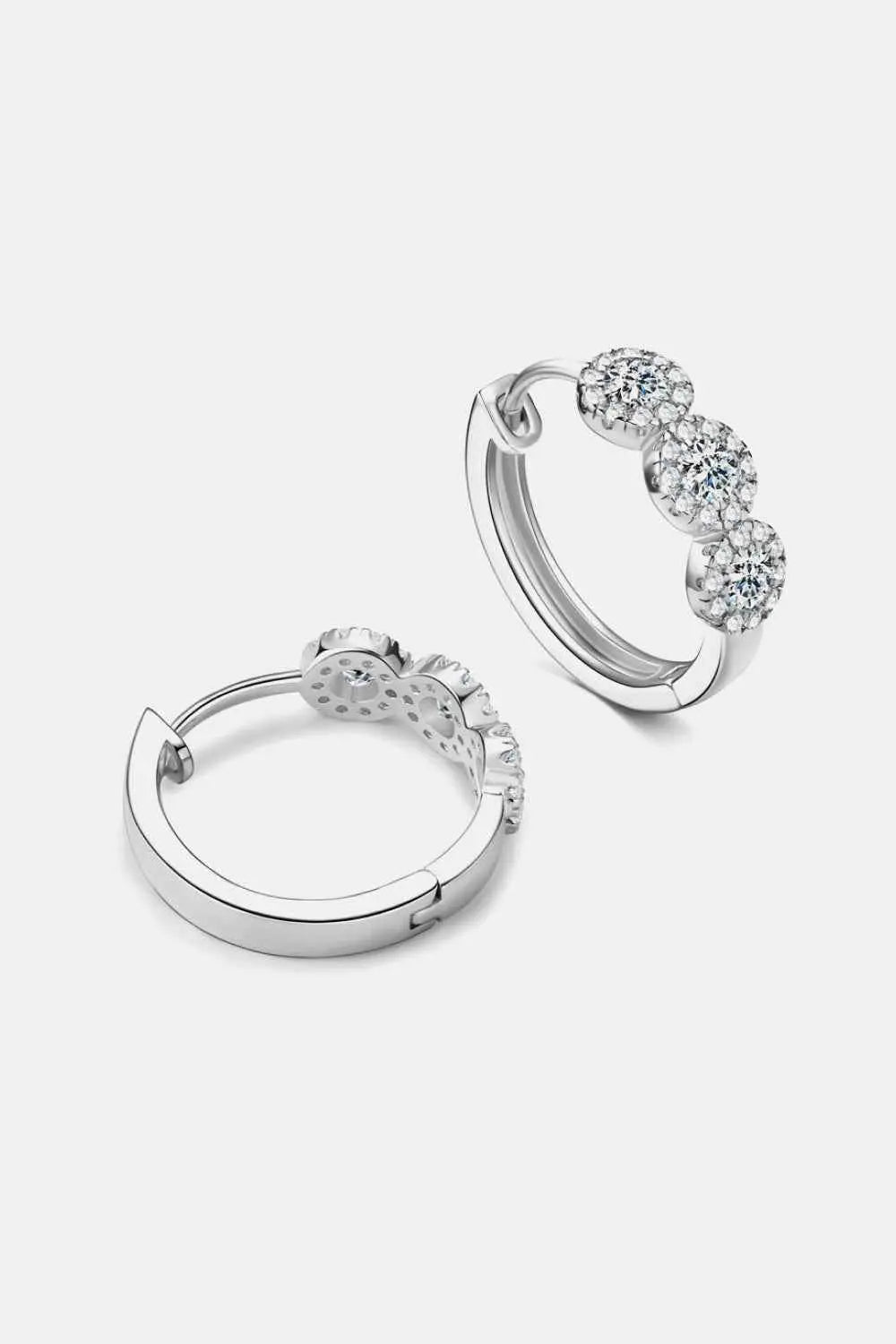 Moissanite 925 Sterling Silver Huggie Earrings - SmileBen