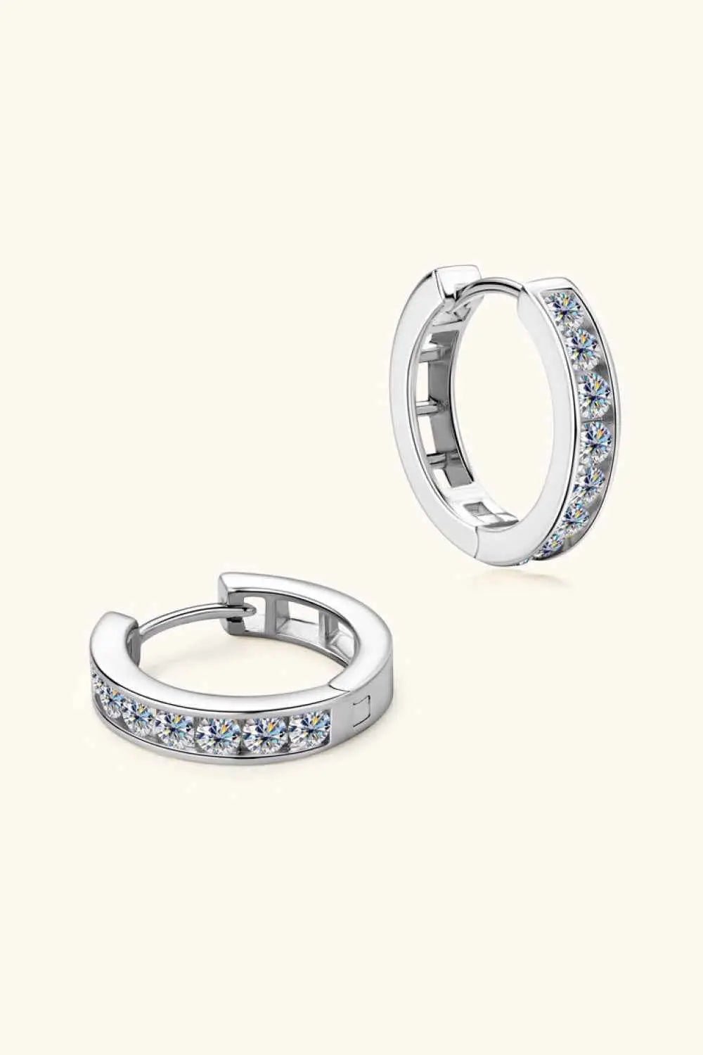 Moissanite 925 Sterling Silver Huggie Earrings - SmileBen
