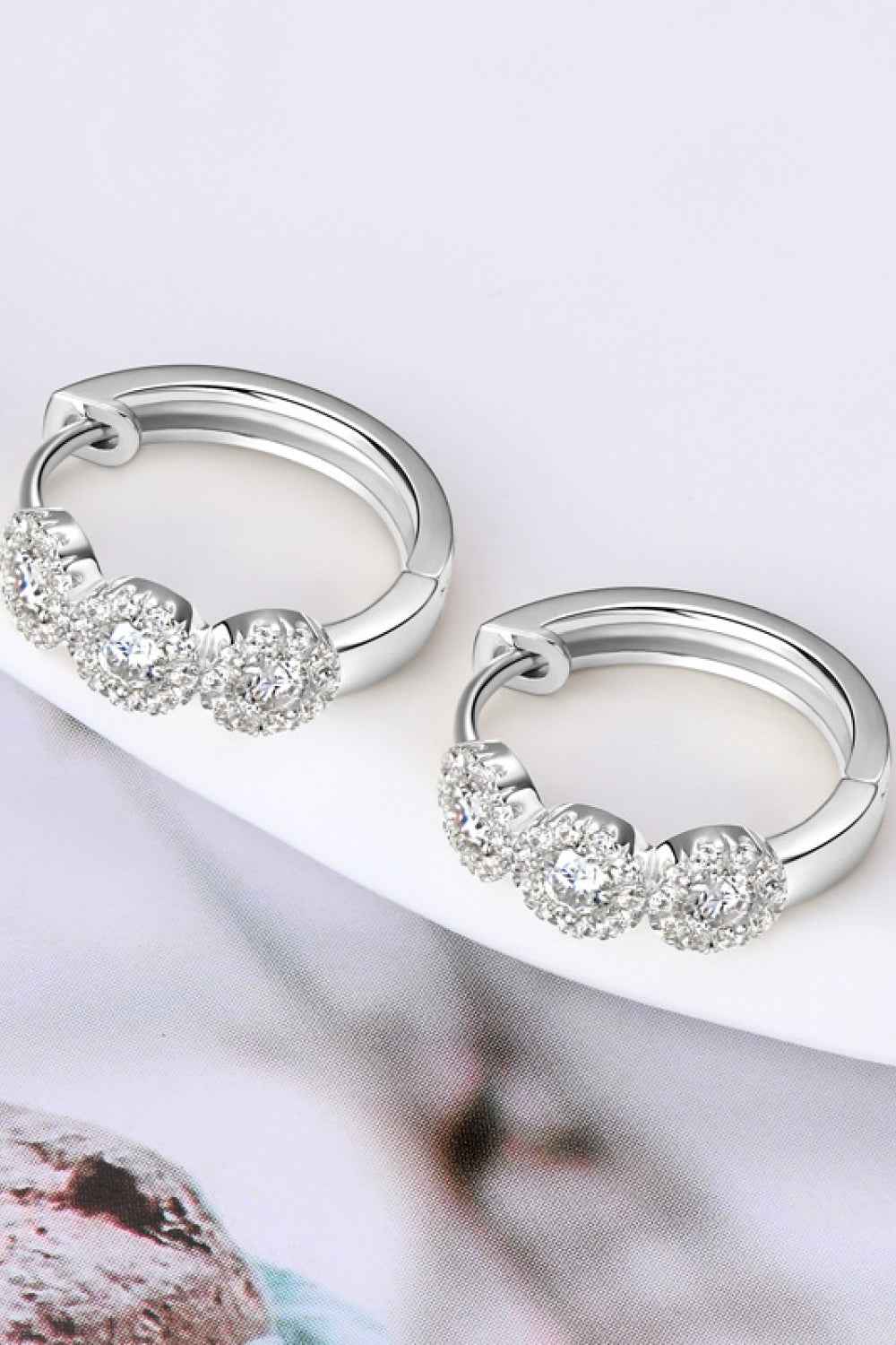 Moissanite 925 Sterling Silver Huggie Earrings - SmileBen