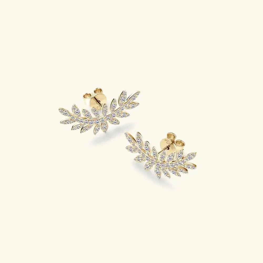 Moissanite 925 Sterling Silver Leaf Shape Stud Earrings - SmileBen