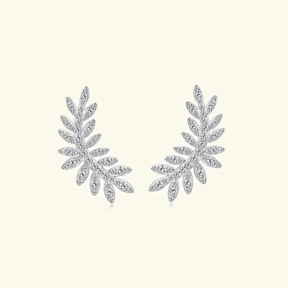 Moissanite 925 Sterling Silver Leaf Shape Stud Earrings - SmileBen