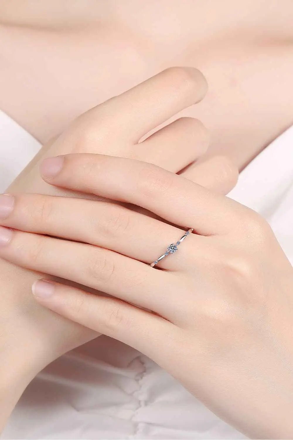 Moissanite 925 Sterling Silver Rhodium - Plated Ring - SmileBen