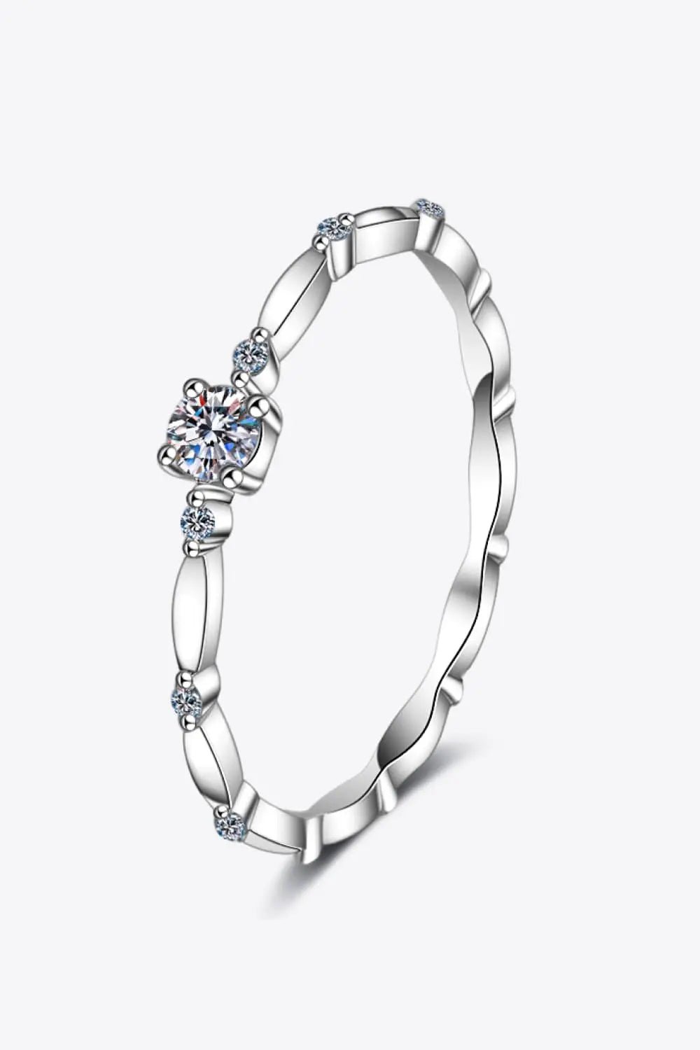 Moissanite 925 Sterling Silver Rhodium - Plated Ring - SmileBen