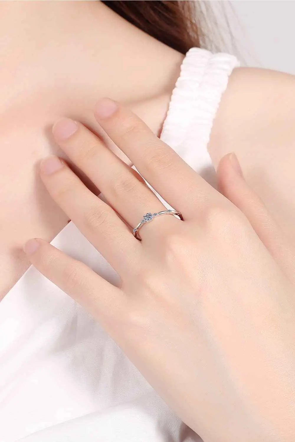 Moissanite 925 Sterling Silver Rhodium - Plated Ring - SmileBen