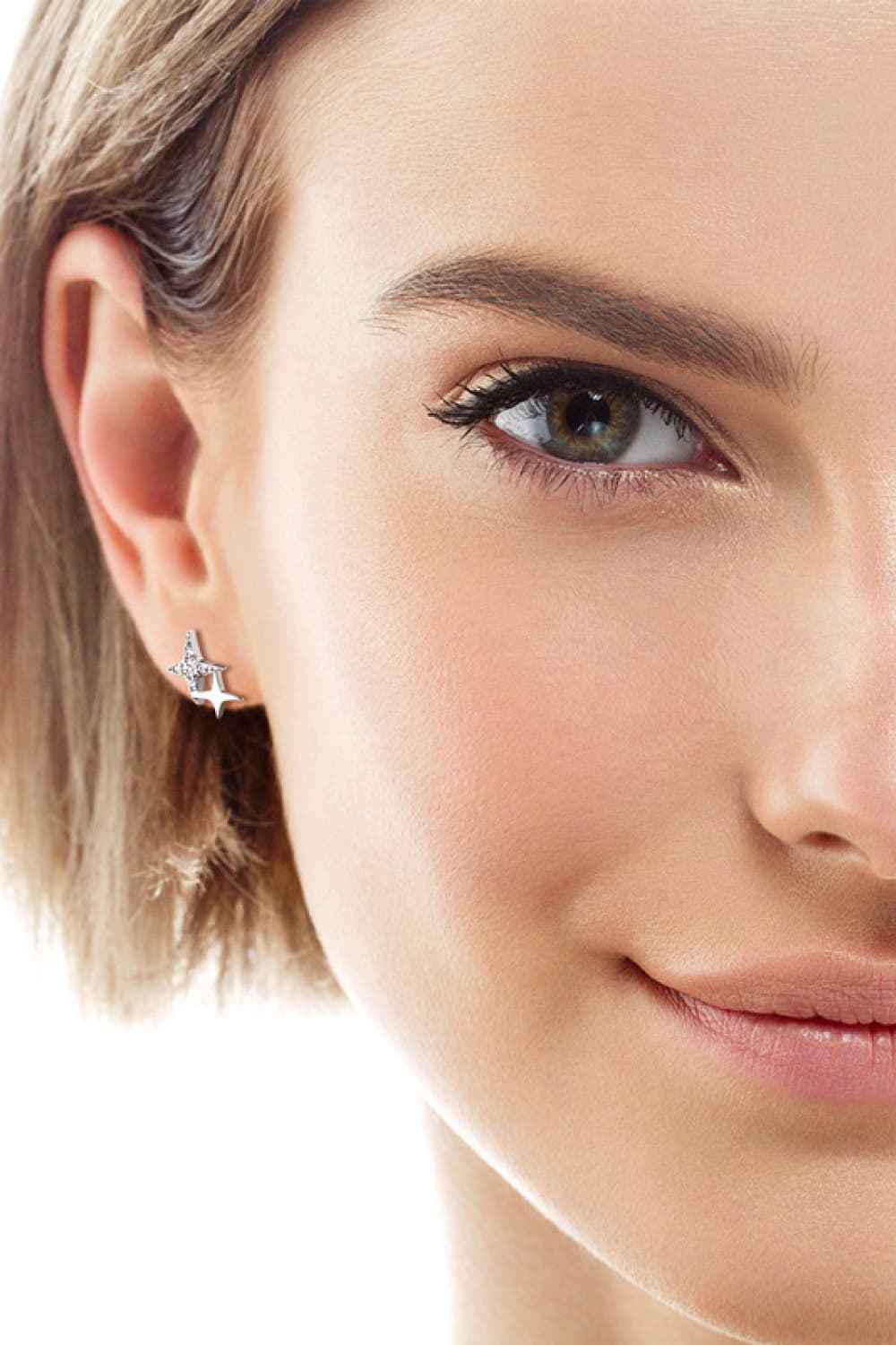 Moissanite 925 Sterling Silver Star Shape Earrings - SmileBen
