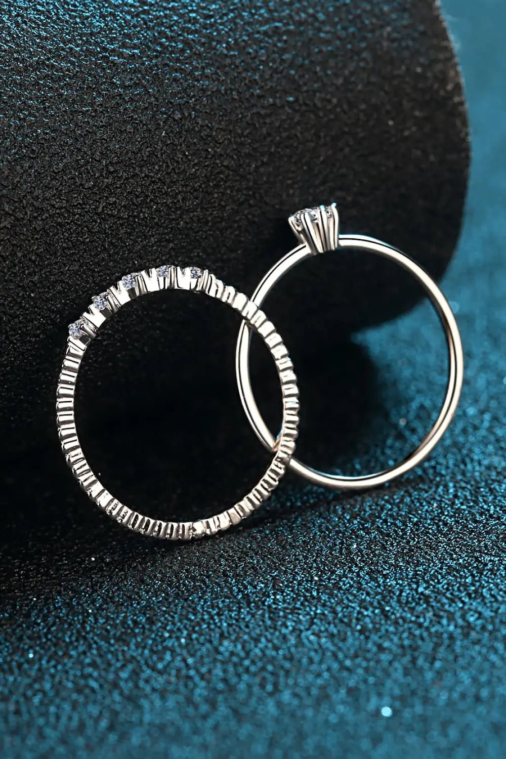 Moissanite 925 Sterling Silver Two - Piece Ring Set - SmileBen