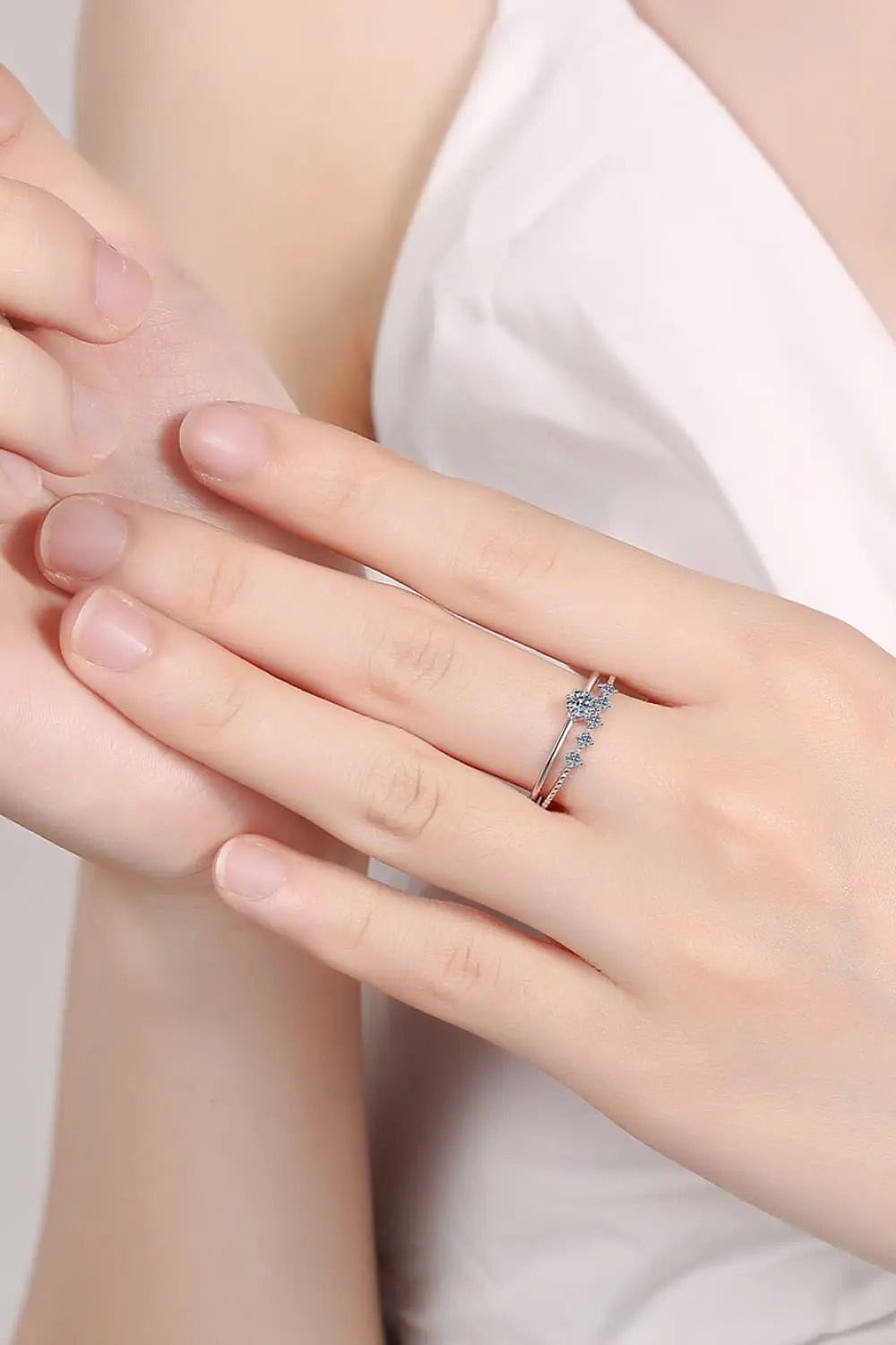 Moissanite 925 Sterling Silver Two - Piece Ring Set - SmileBen
