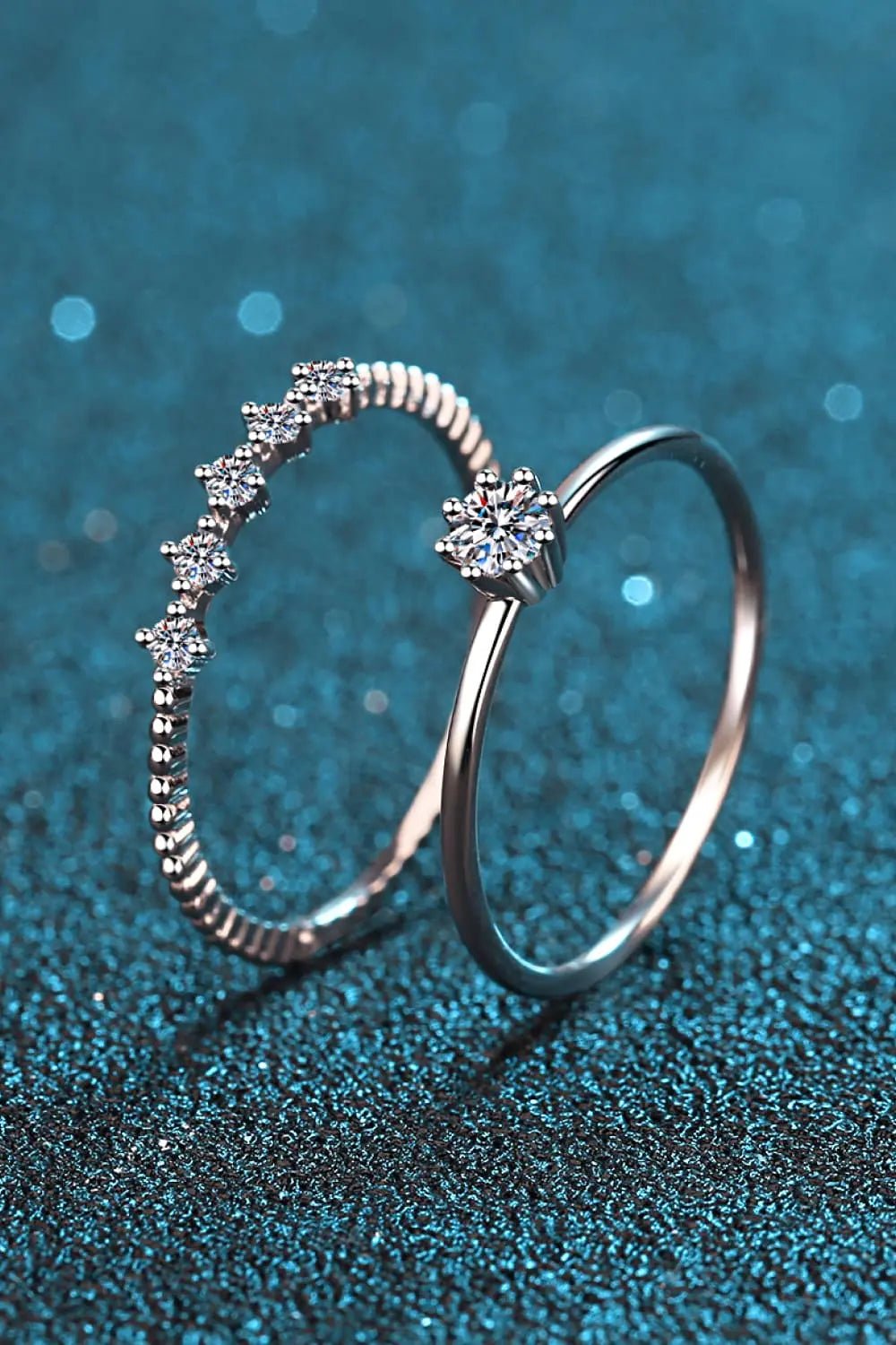 Moissanite 925 Sterling Silver Two - Piece Ring Set - SmileBen