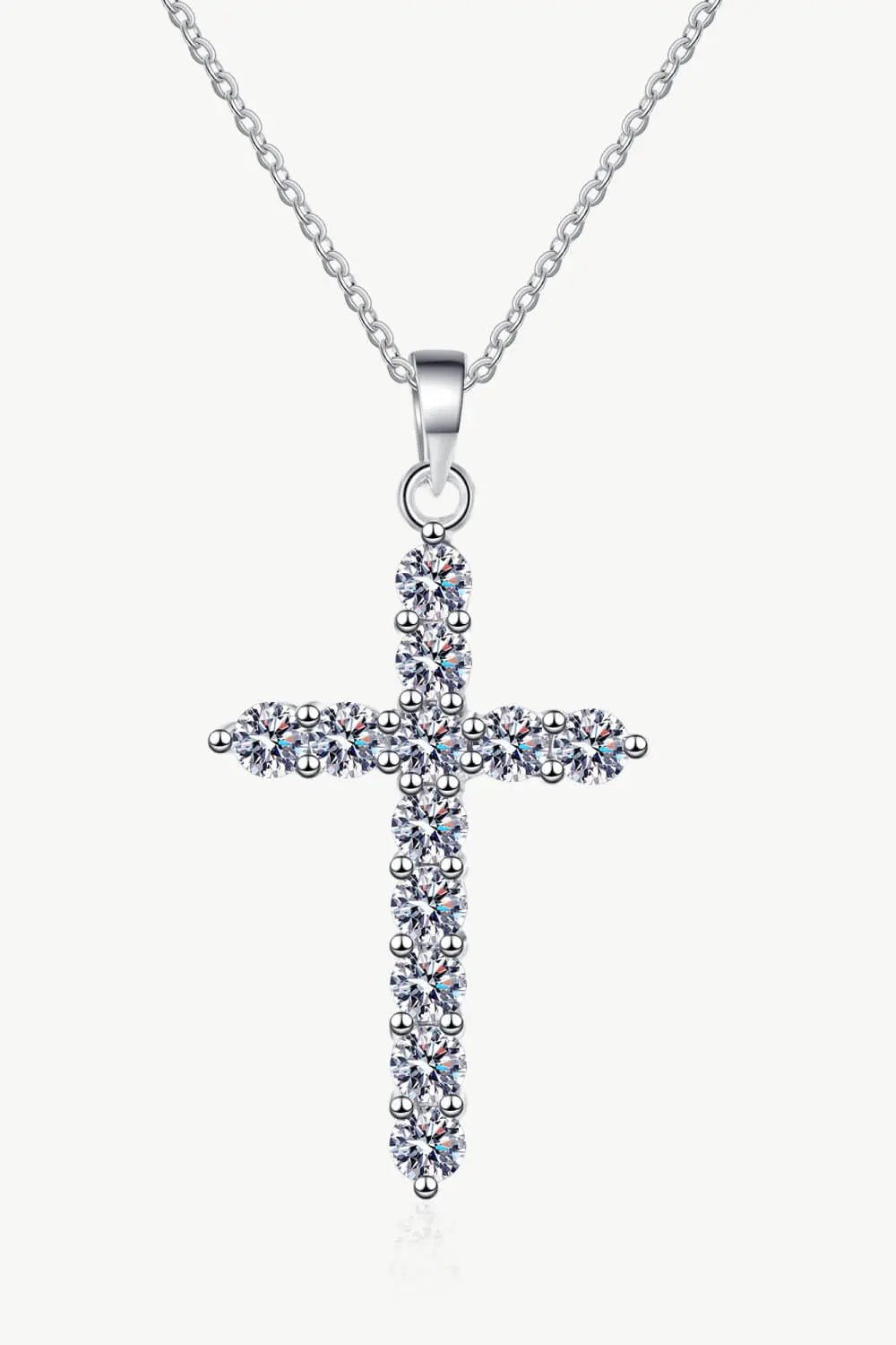 Moissanite Cross Pendant Chain Necklace - SmileBen