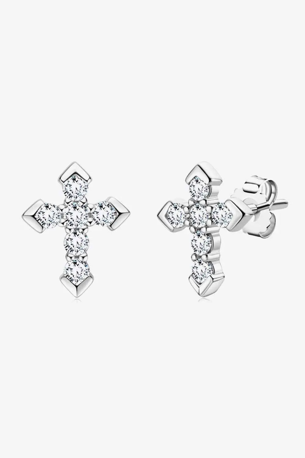 Moissanite Cross Stud Earrings - SmileBen
