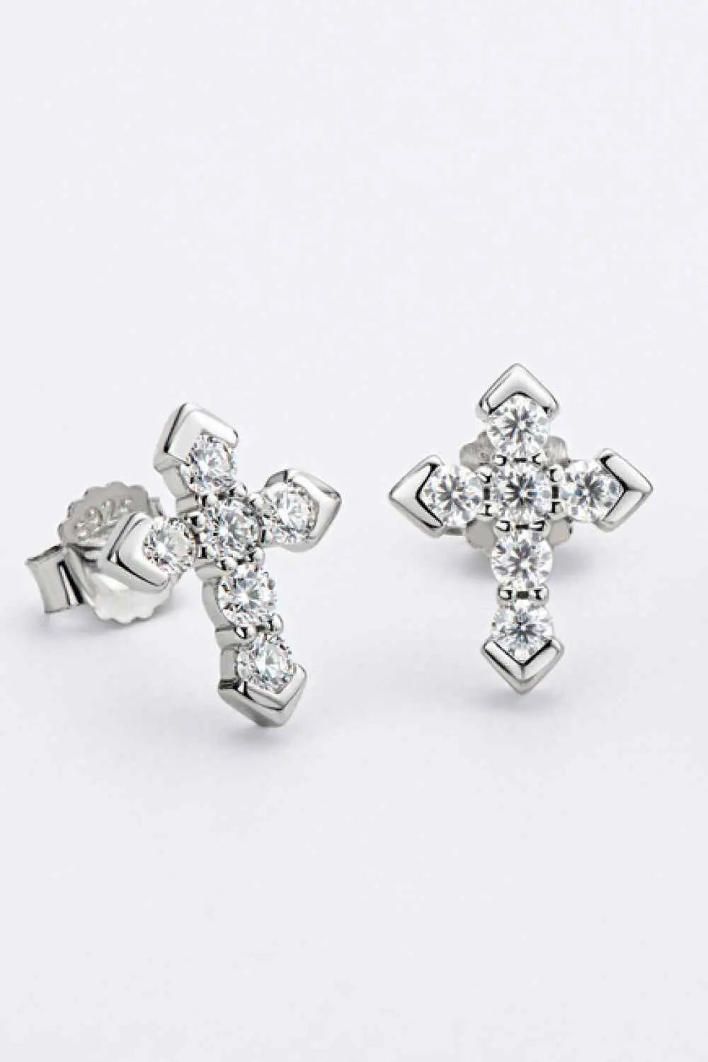 Moissanite Cross Stud Earrings - SmileBen