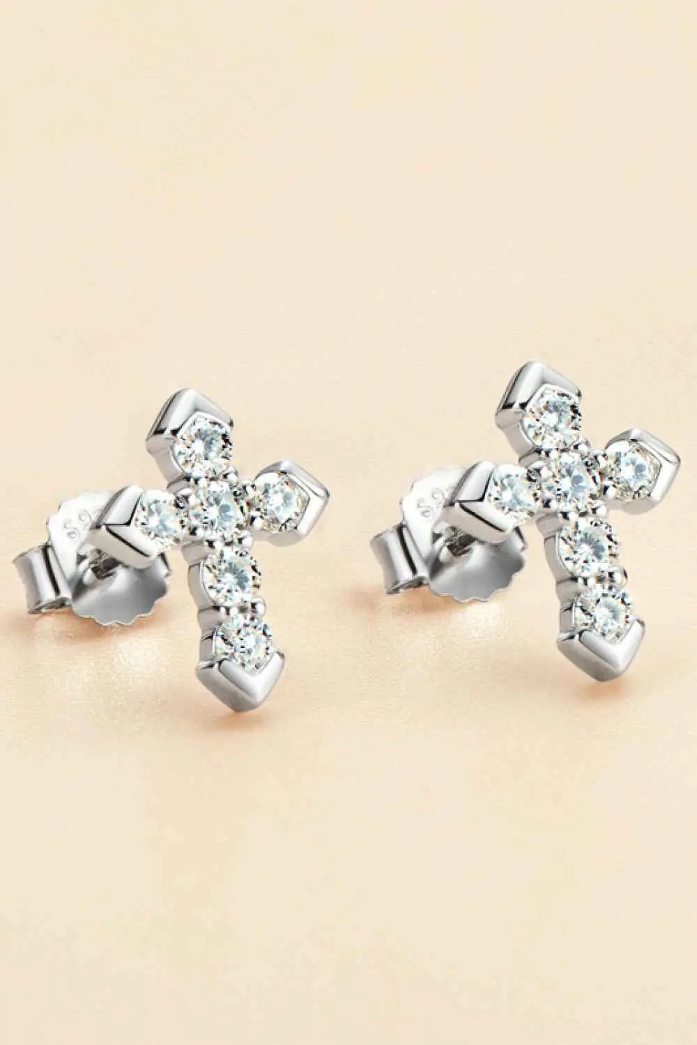 Moissanite Cross Stud Earrings - SmileBen