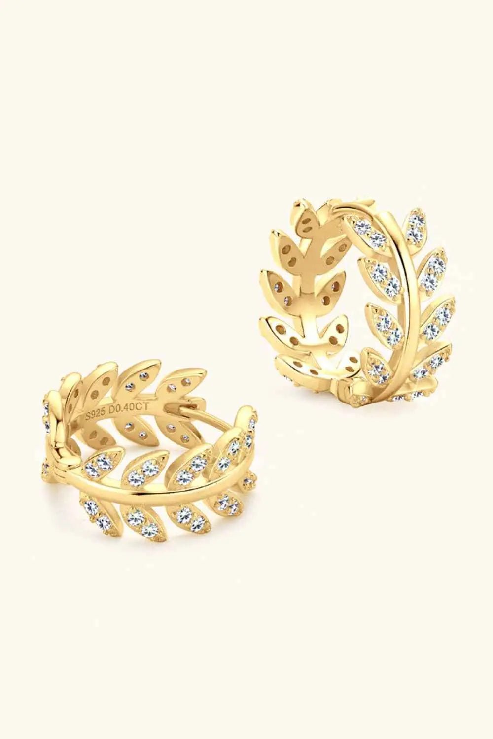 Moissanite Leaf 925 Sterling Silver Earrings - SmileBen