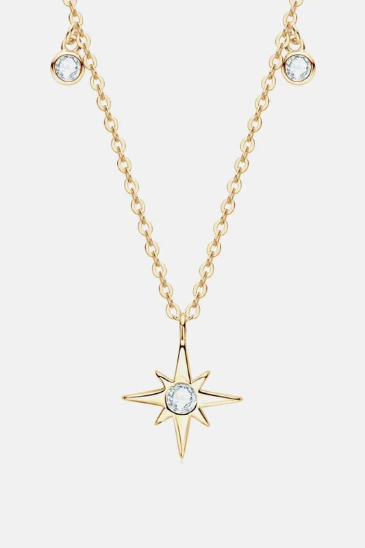 Moissanite North Star Pendant 925 Sterling Silver Necklace - SmileBen