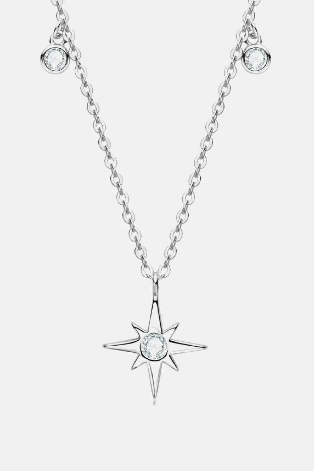Moissanite North Star Pendant 925 Sterling Silver Necklace - SmileBen