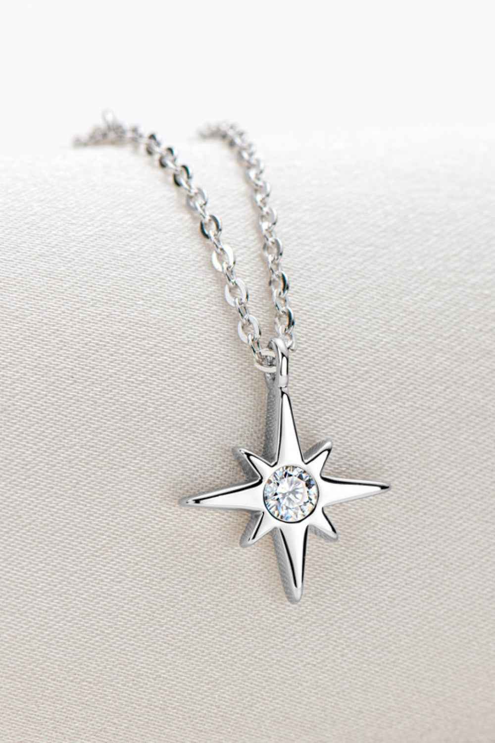 Moissanite North Star Pendant 925 Sterling Silver Necklace - SmileBen