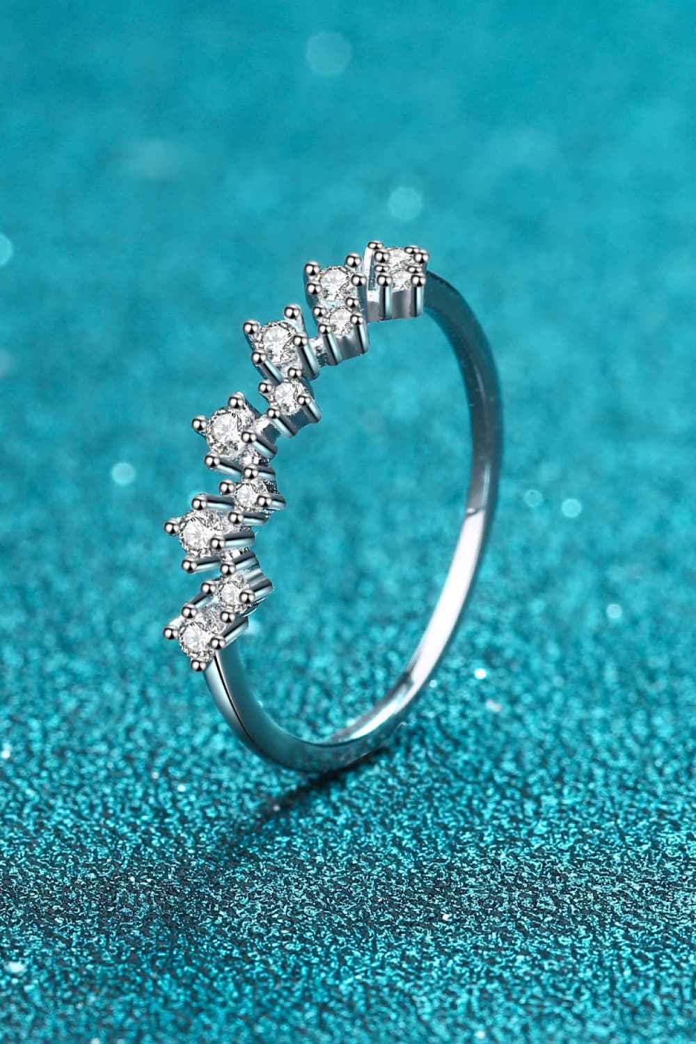 Moissanite Rhodium - Plated Half - Eternity Ring - SmileBen