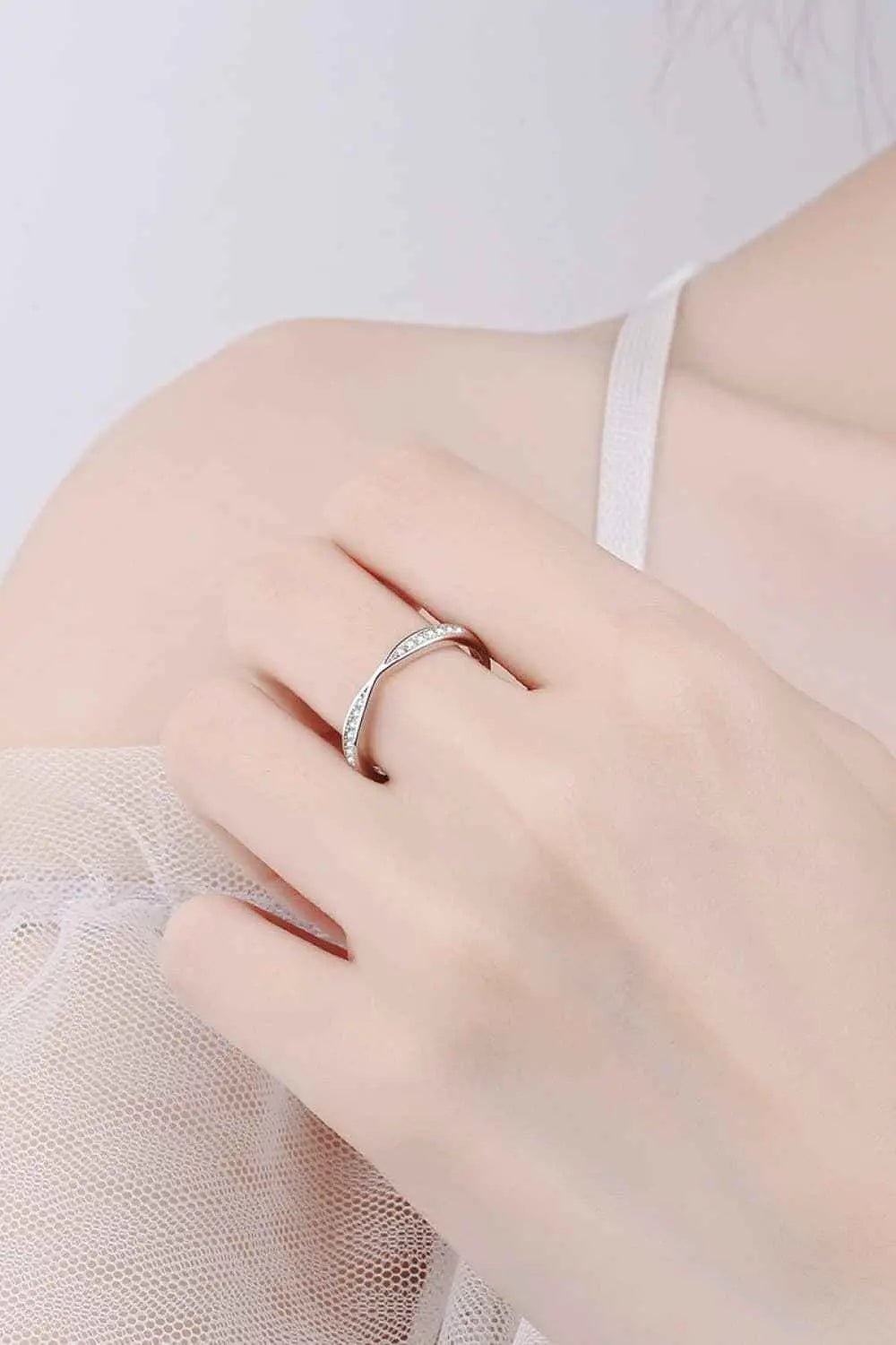 Moissanite Rhodium - Plated Ring - SmileBen