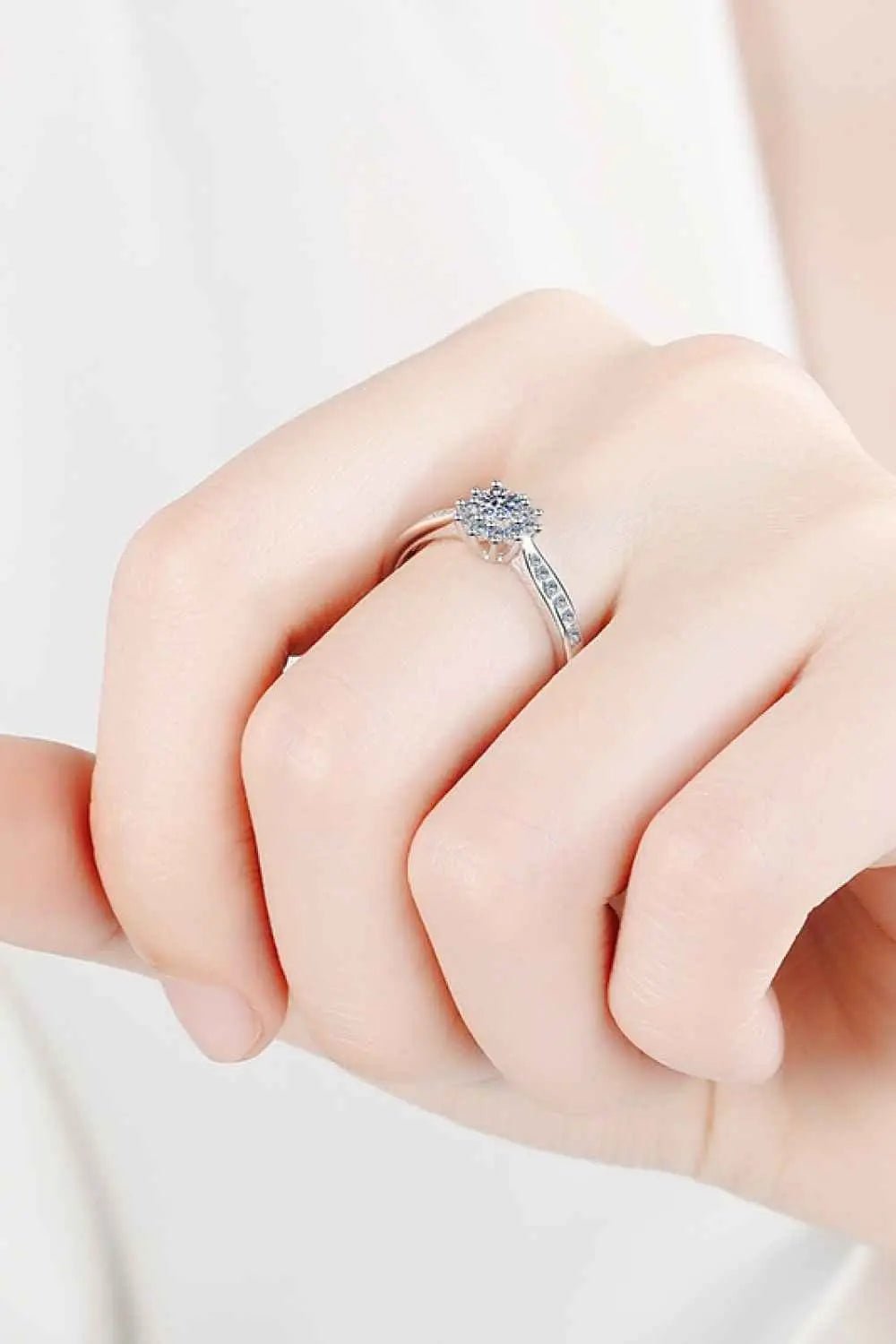 Moissanite Rhodium - Plated Snowflake Ring - SmileBen