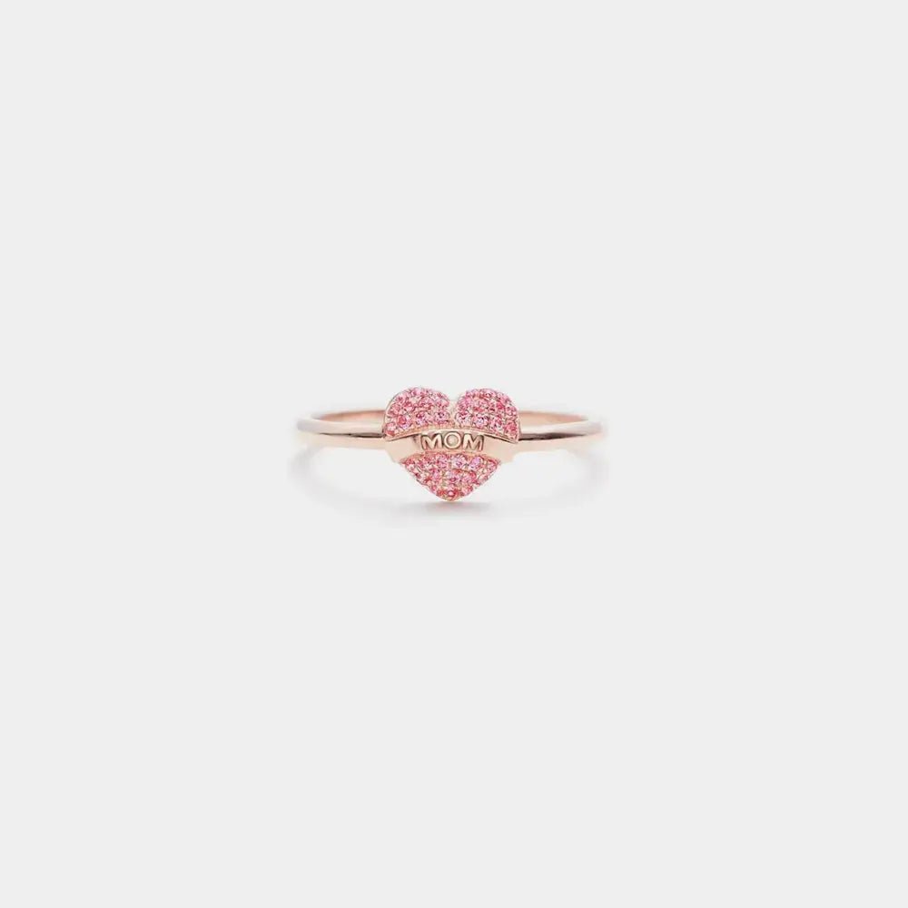 MOM Heart Shape 925 Sterling Silver Engraved Ring - SmileBen