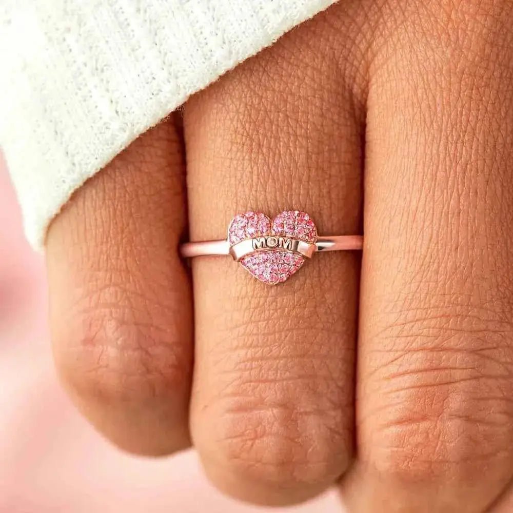MOM Heart Shape 925 Sterling Silver Engraved Ring - SmileBen