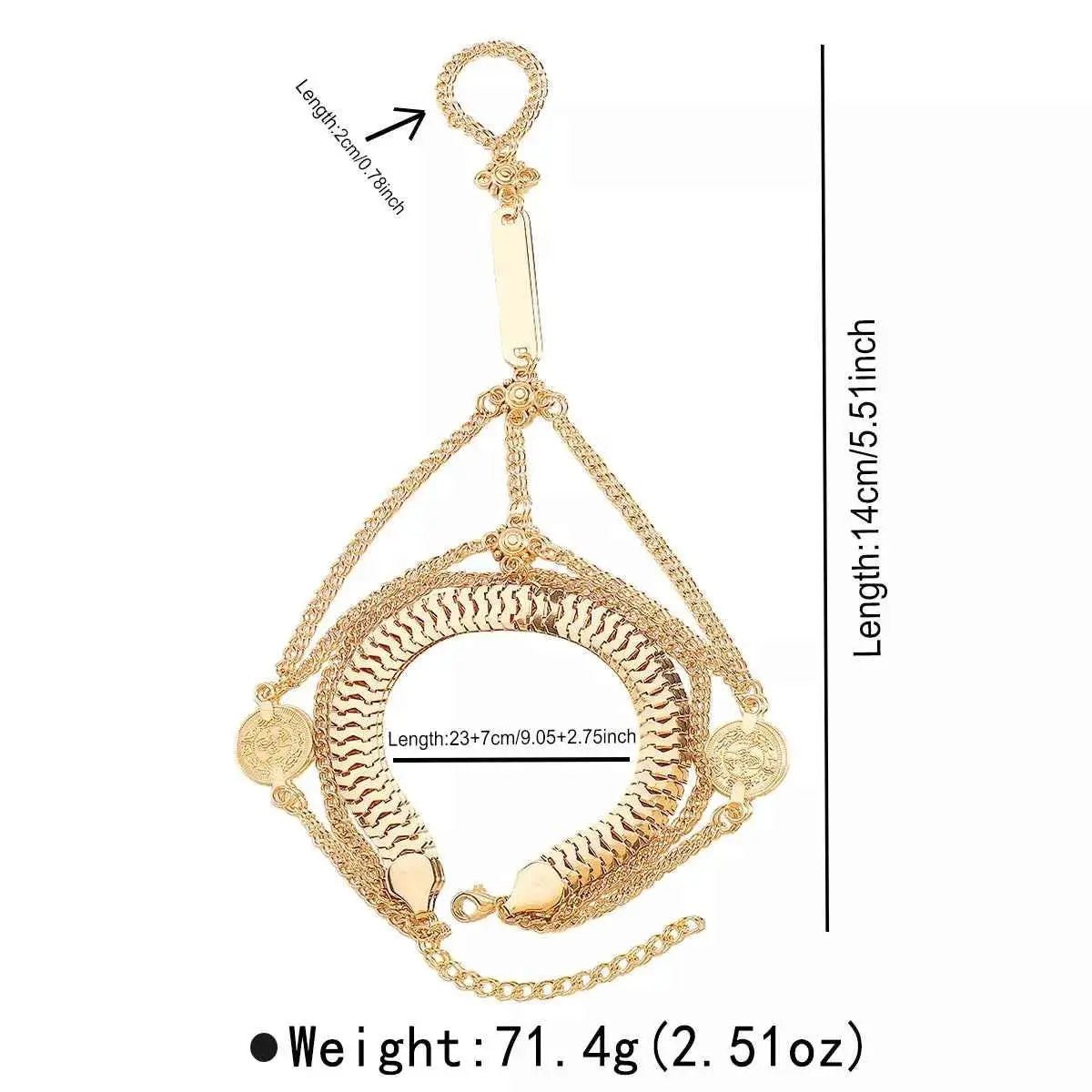 Multi Layered Chain Bracelet with Finger Ring - SmileBen