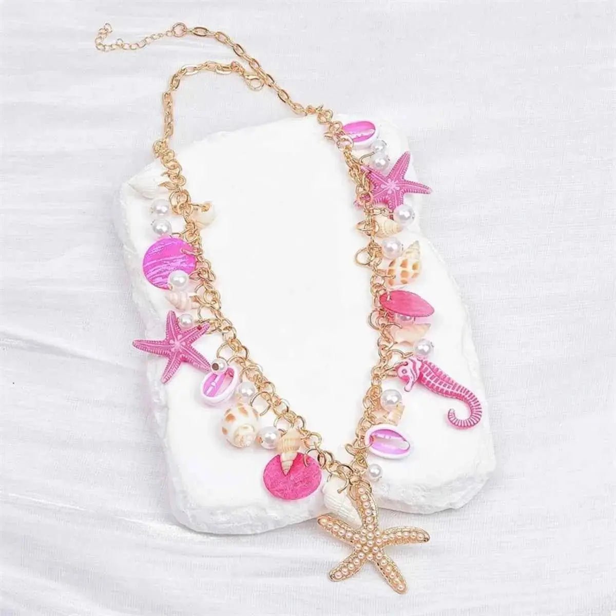 Ocean Charm Shell Starfish Statement Necklace - SmileBen