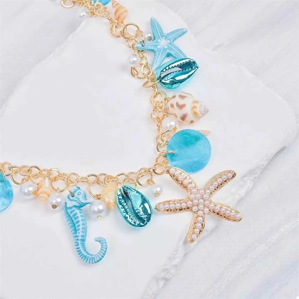 Ocean Charm Shell Starfish Statement Necklace - SmileBen
