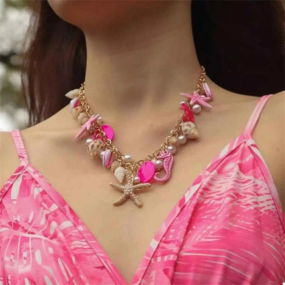 Ocean Charm Shell Starfish Statement Necklace - SmileBen