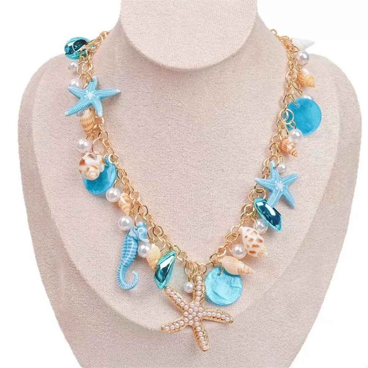 Ocean Charm Shell Starfish Statement Necklace - SmileBen