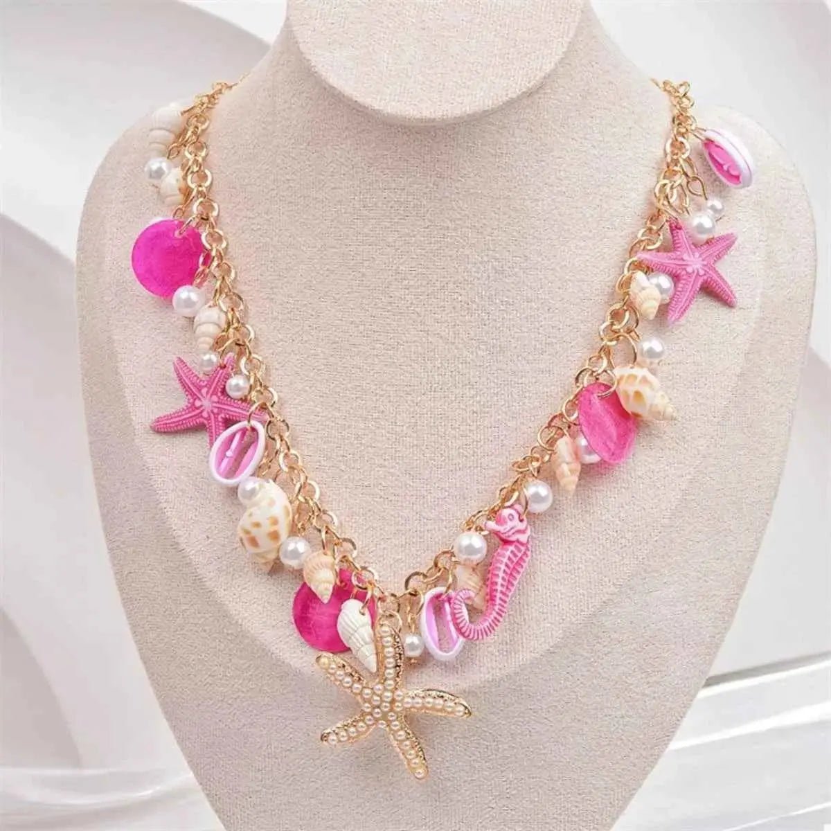 Ocean Charm Shell Starfish Statement Necklace - SmileBen