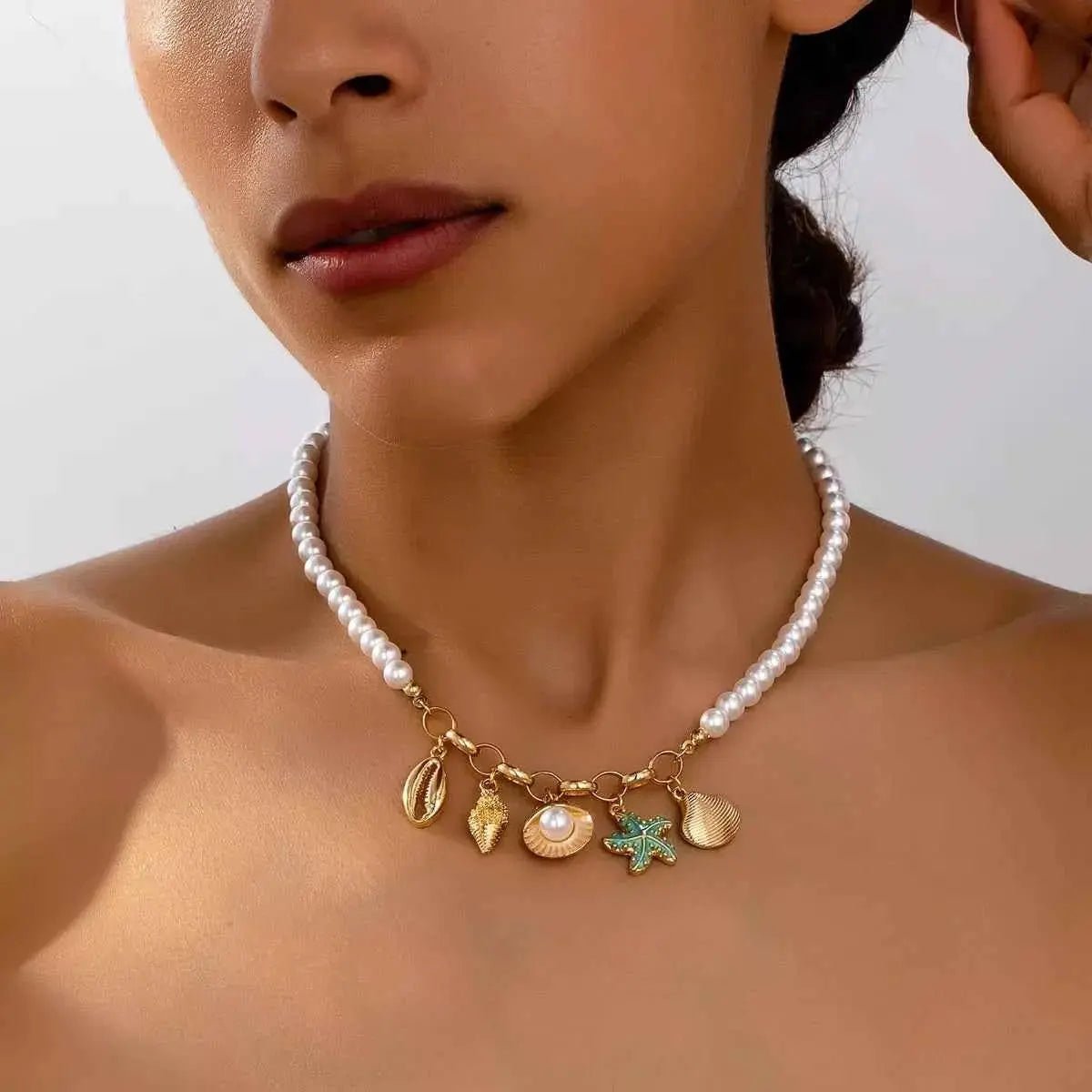 Ocean Series Charm Pearl Necklace - SmileBen