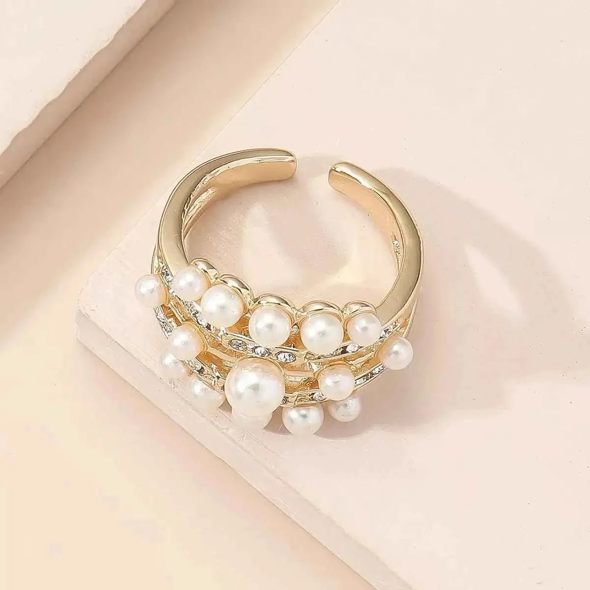 Pearl 18K Gold - Plated Open Ring - SmileBen