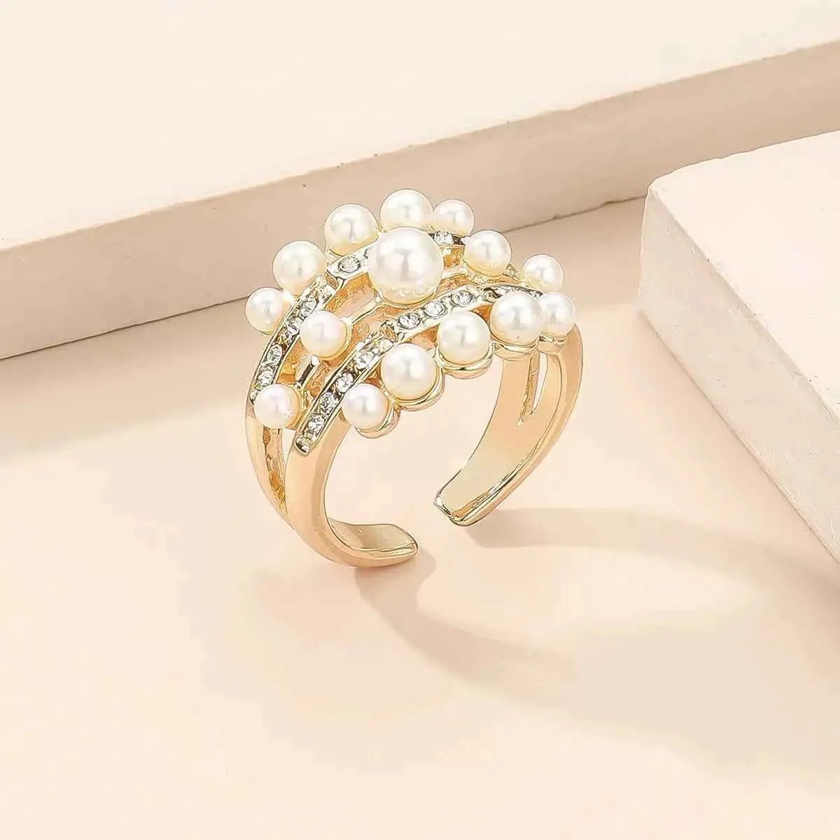 Pearl 18K Gold - Plated Open Ring - SmileBen