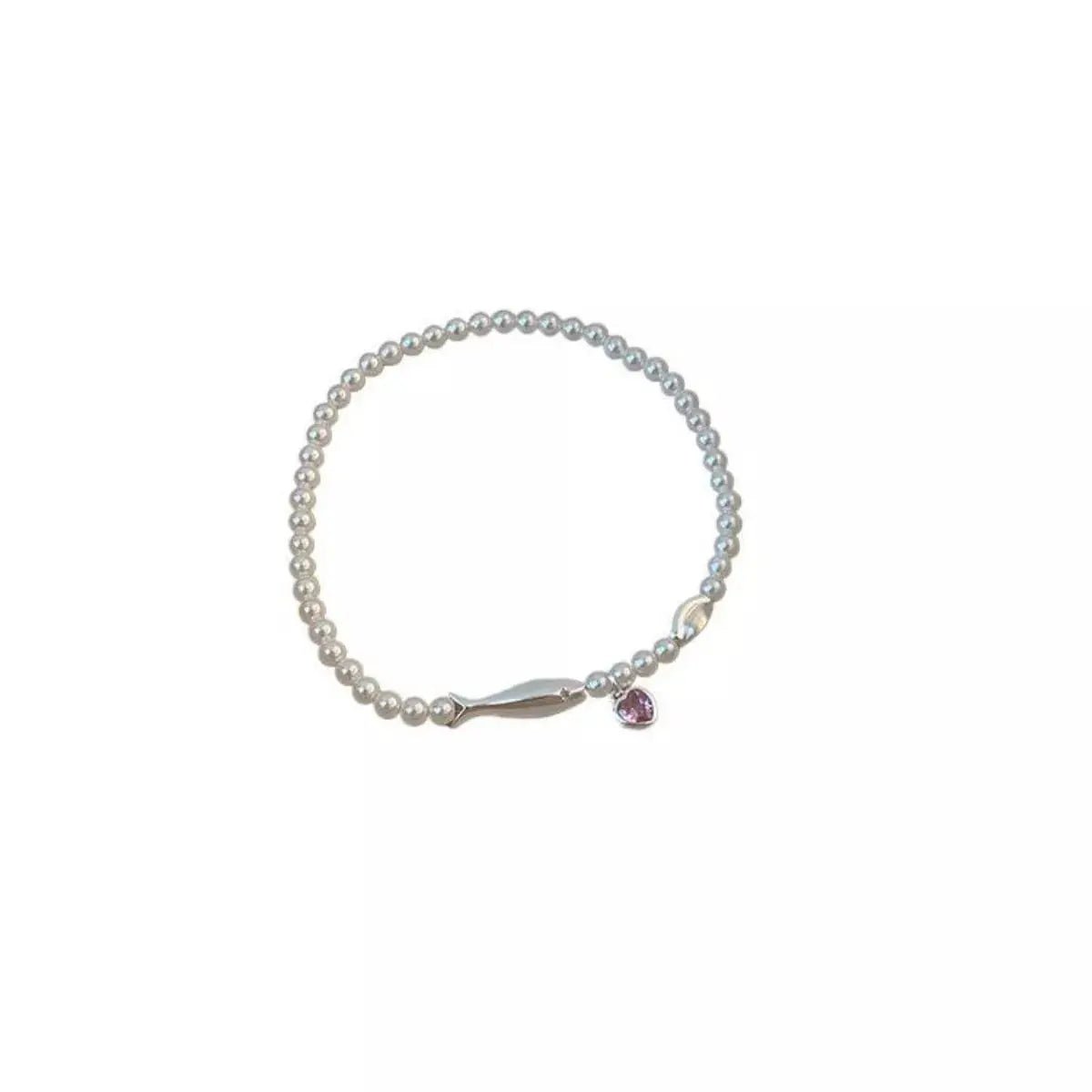 Pearl Fish Bracelet with Heart Charm - SmileBen