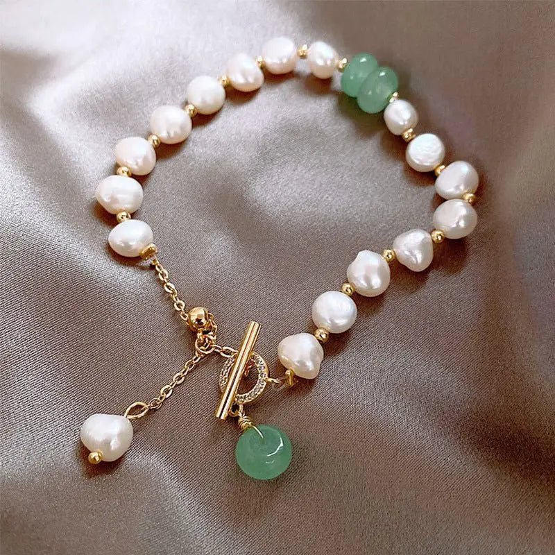 Pearl Green Stone Link Bracelet - SmileBen
