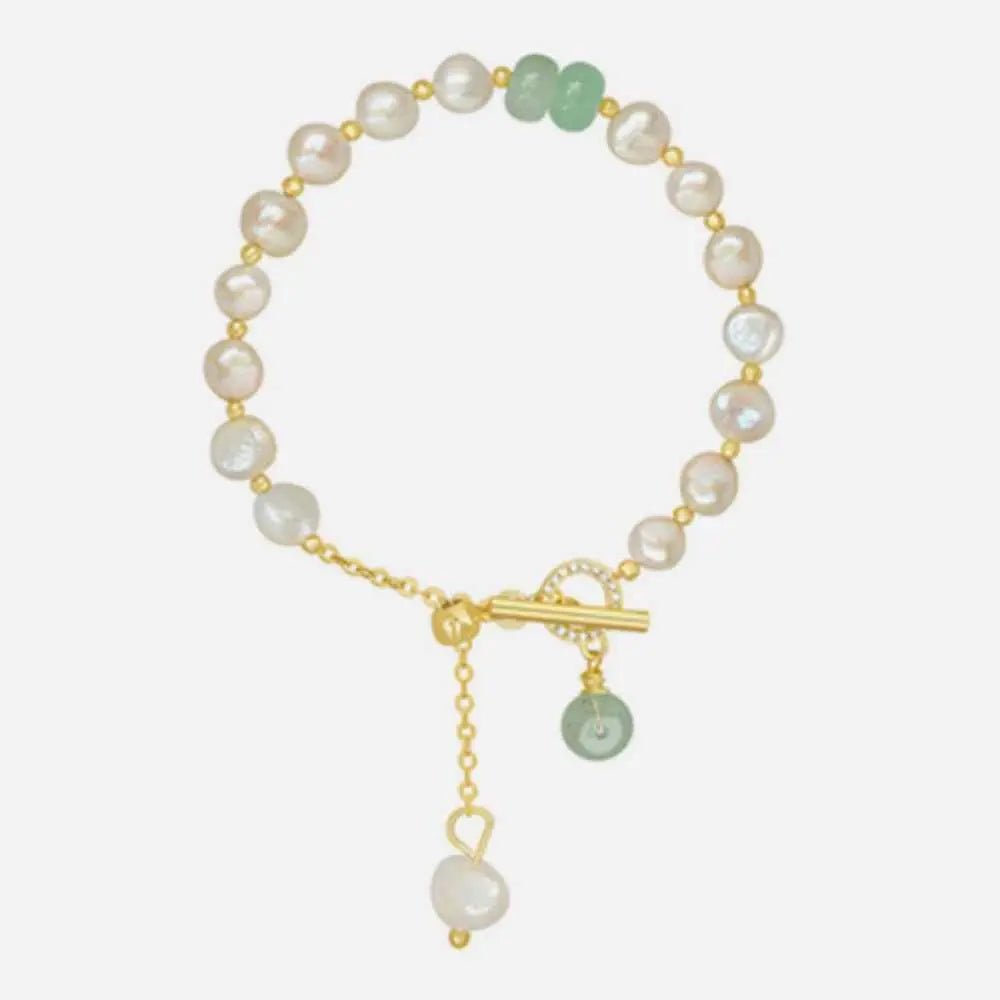 Pearl Green Stone Link Bracelet - SmileBen