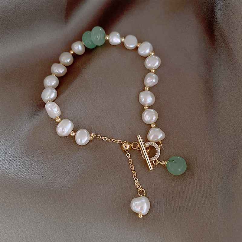 Pearl Green Stone Link Bracelet - SmileBen