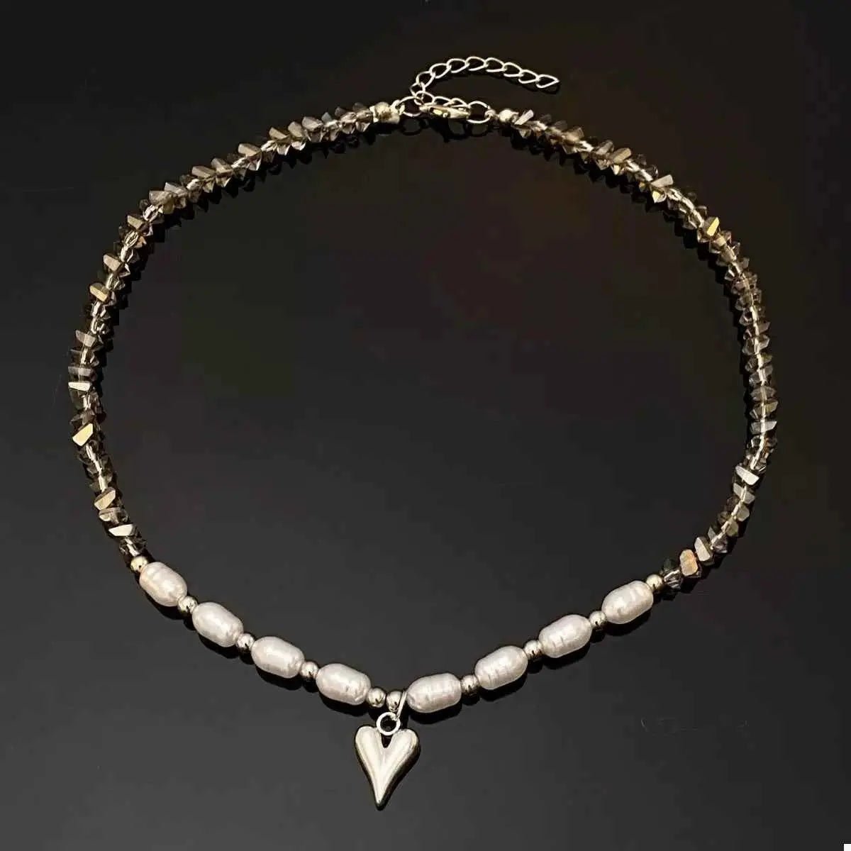 Pearl & Heart Pendant Necklace - SmileBen