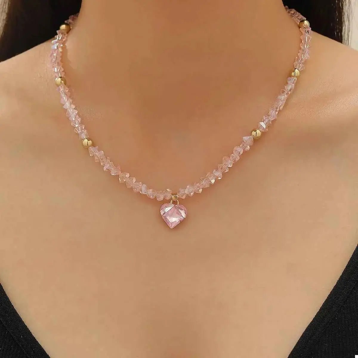 Pearl & Heart Pendant Necklace - SmileBen