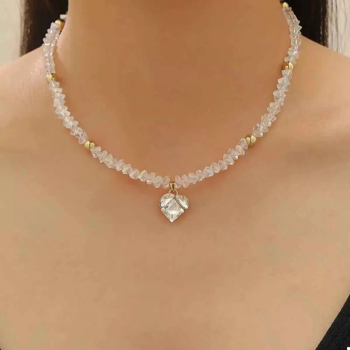Pearl & Heart Pendant Necklace - SmileBen
