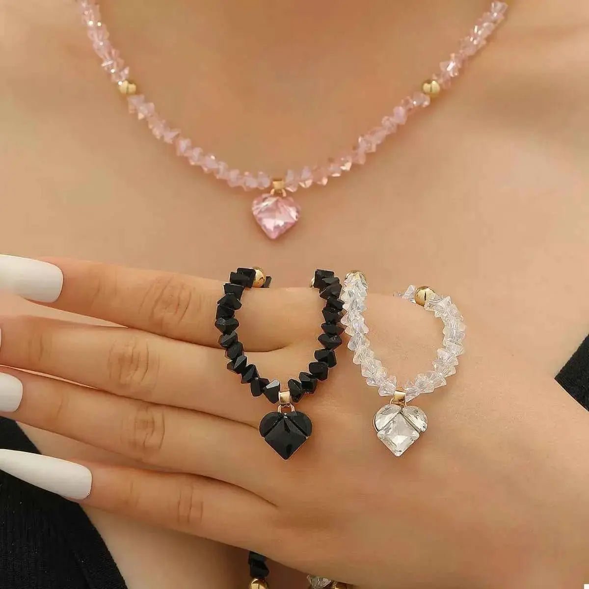 Pearl & Heart Pendant Necklace - SmileBen