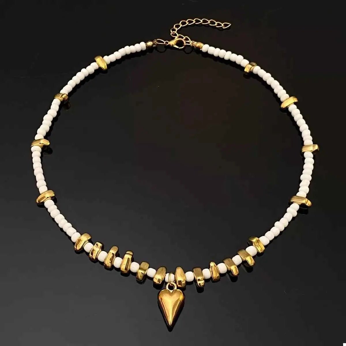 Pearl & Heart Pendant Necklace - SmileBen