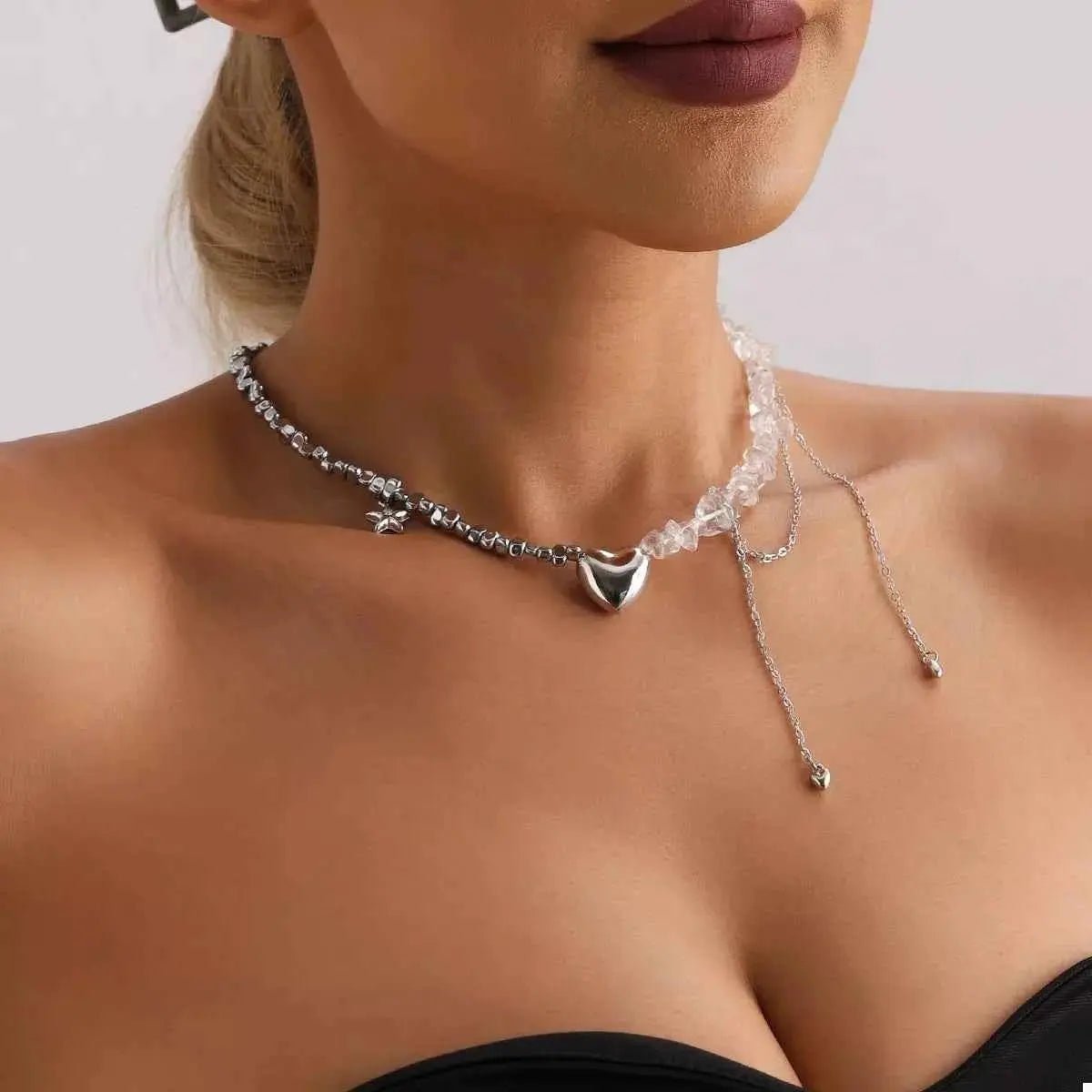 Silver - Plated Minimalist Heart Necklace - SmileBen